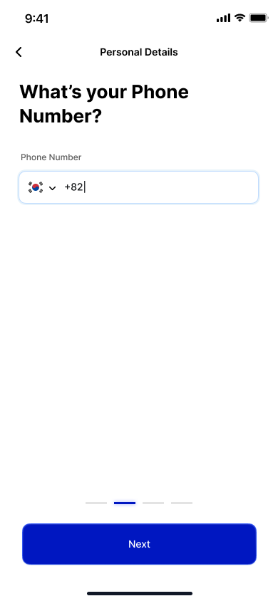 International phone number entry.