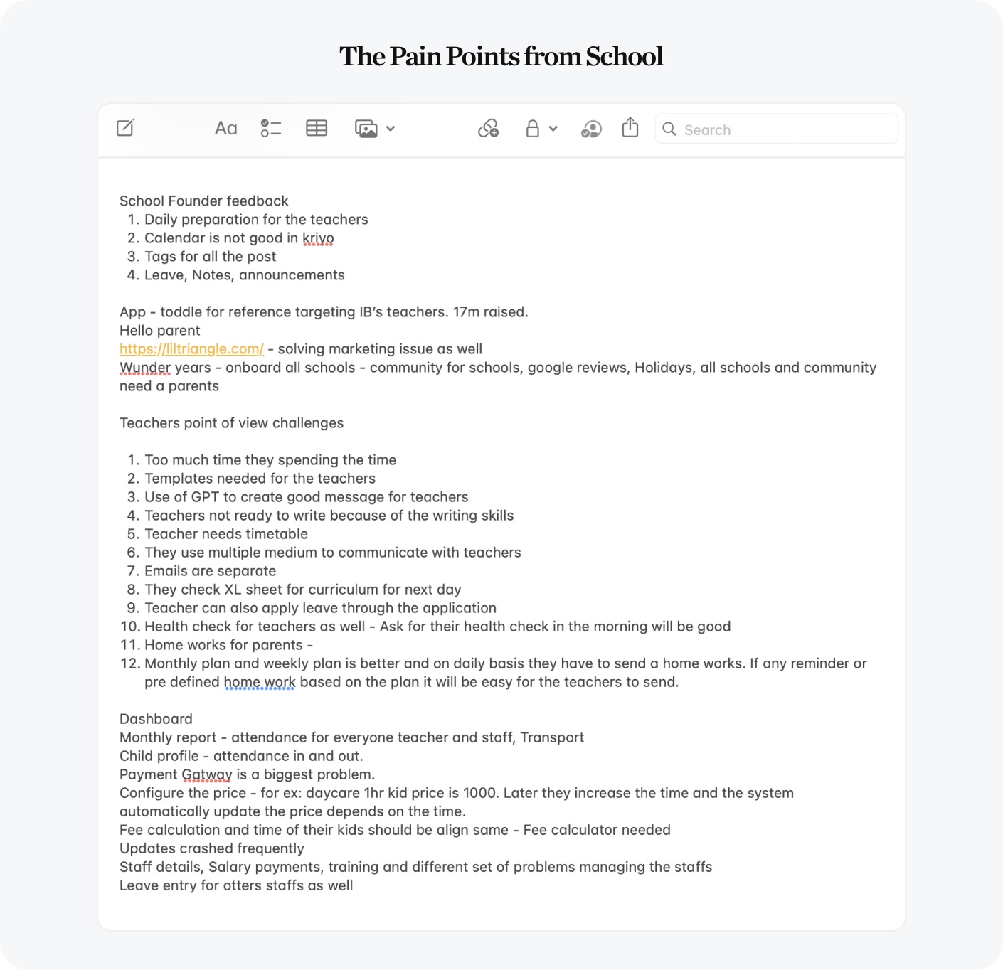 Administrator and owner pain points shaping scope.