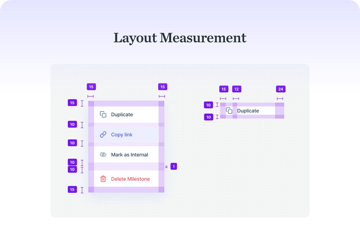 Layout and spacing measurement guidelines
