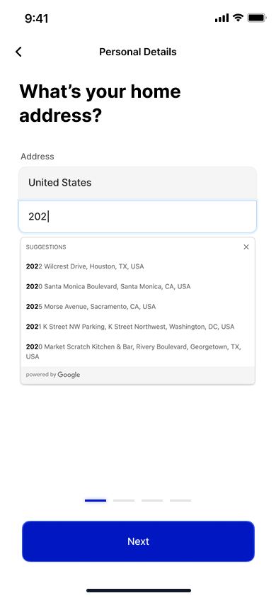 J-ESTA personal details screen