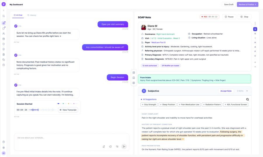 WebPT clinical dashboard